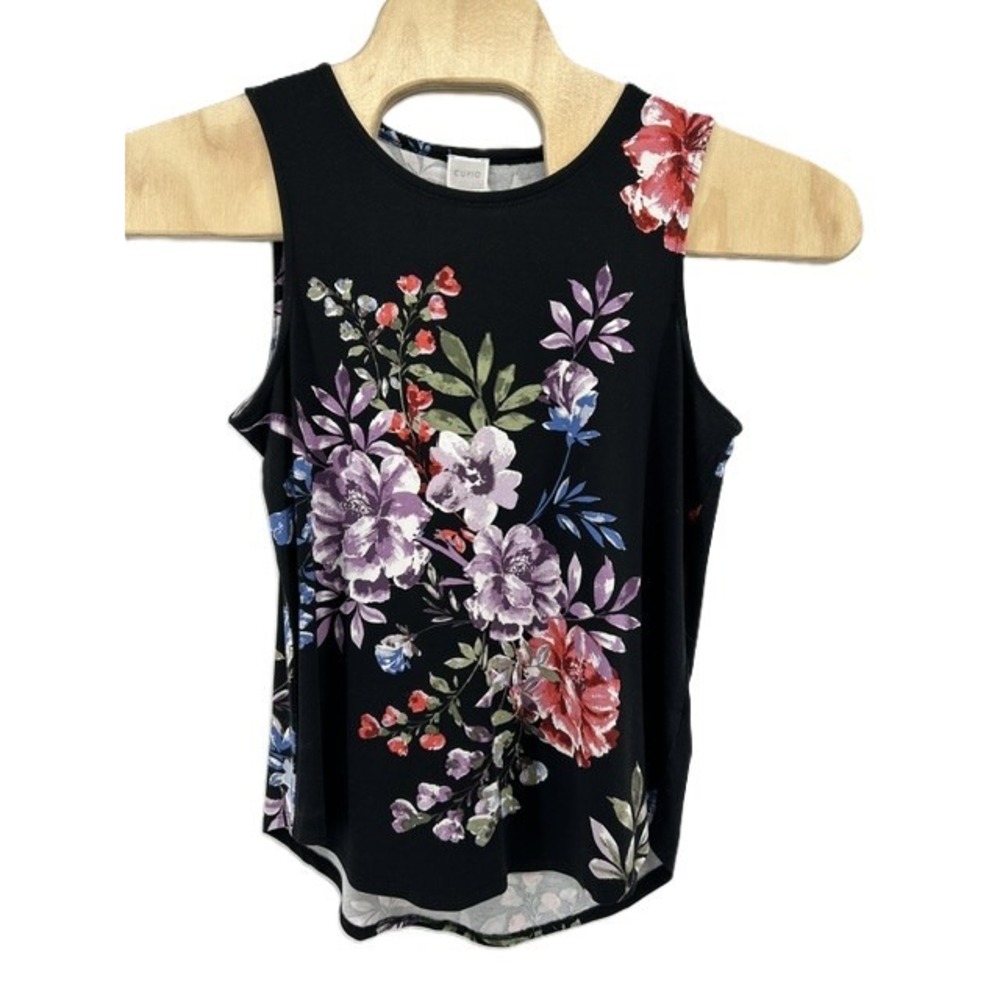 Cupio Womens Floral Sleeveless Tank Top Black Purple Red Size Large NWT